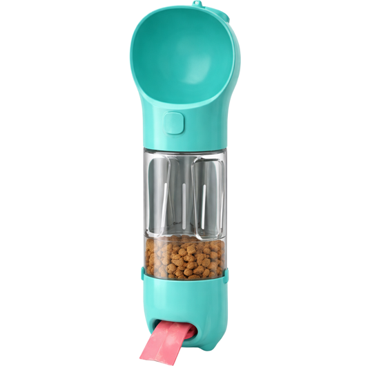 BEBEDERO MASCOTA 4 EN 1 - LA BOTELLA MAS PRACTICA PARA LLEVAR TODO EN UNO